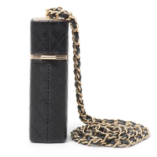 シャネル バッグ マトラッセ チェーン リップスティック ケース ココマーク ブラック CHANEL 中古