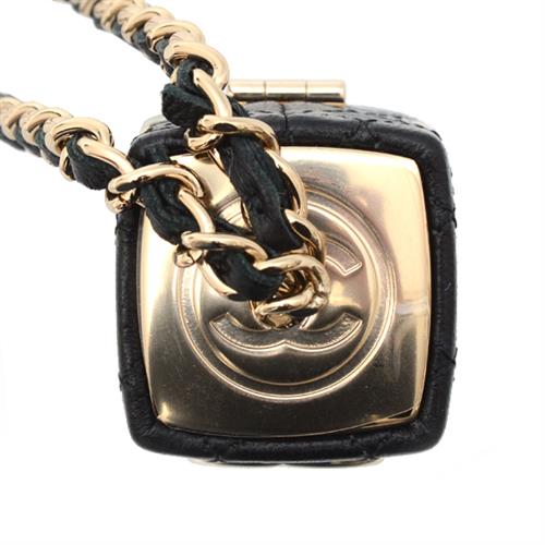 シャネル バッグ マトラッセ チェーン リップスティック ケース ココマーク ブラック CHANEL 中古