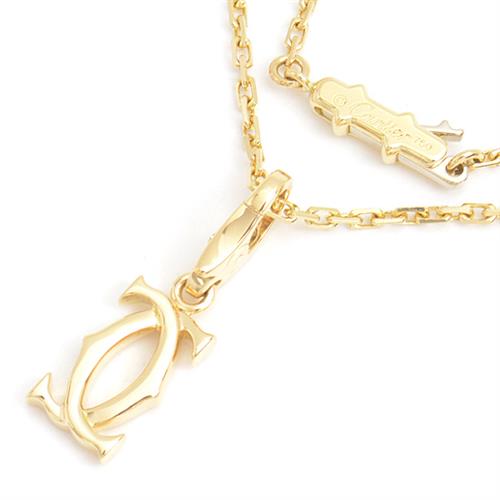 カルティエ ネックレス レディース 2Cチャーム ペンダント イエローゴールド Cartier 750YG 中古