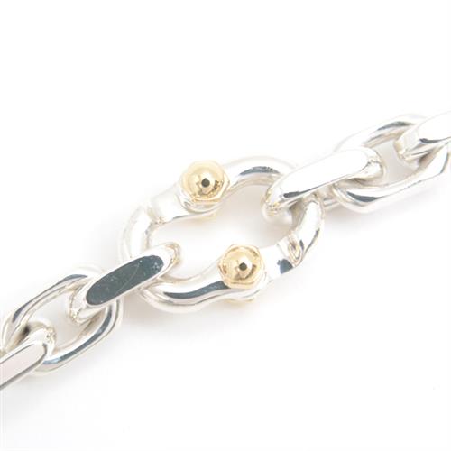 ティファニー ネックレス メンズ メイカーズ ナロー チェーン ネックレス 24インチ シルバー ゴールド TIFFANY SV925×750YG 中古