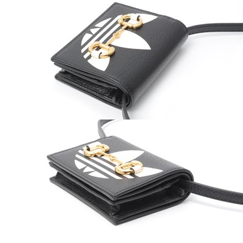 グッチ バッグ メンズ レディース アディダス ホースビッド付き ショルダーウォレット ブラック ホワイト 702248 adidas GUCCI 中古