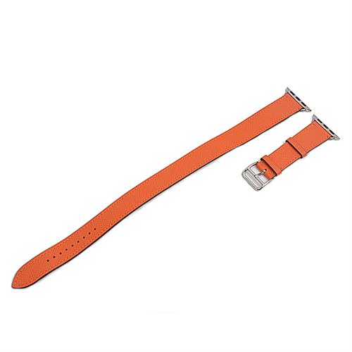 エルメス 小物 レディース アトラージュ ドゥブルトゥール 40mm アップルウォッチ用レザーベルト ヴォーエプソン オレンジ C刻印 HERMES 中古