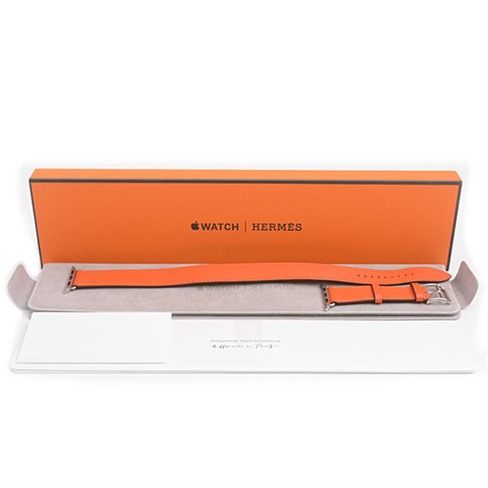 エルメス 小物 レディース アトラージュ ドゥブルトゥール 40mm アップルウォッチ用レザーベルト ヴォーエプソン オレンジ C刻印 HERMES 中古