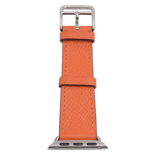 エルメス 小物 レディース アトラージュ ドゥブルトゥール 40mm アップルウォッチ用レザーベルト ヴォーエプソン オレンジ C刻印 HERMES 中古