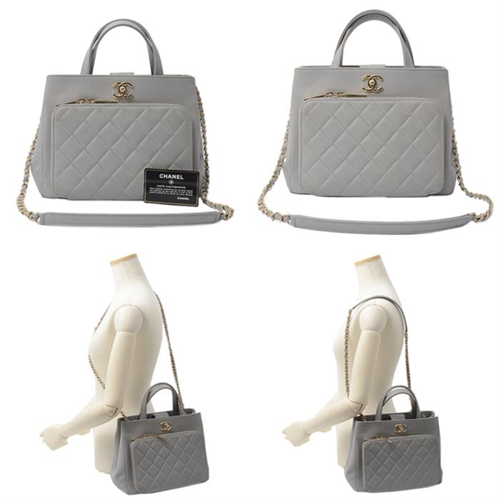 シャネル バッグ レディース アフィニティ ショルダーバッグ ハンドバッグ グレー CHANEL A93795 中古