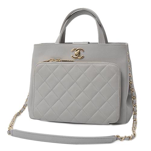 シャネル バッグ レディース アフィニティ ショルダーバッグ ハンドバッグ グレー CHANEL A93795 中古