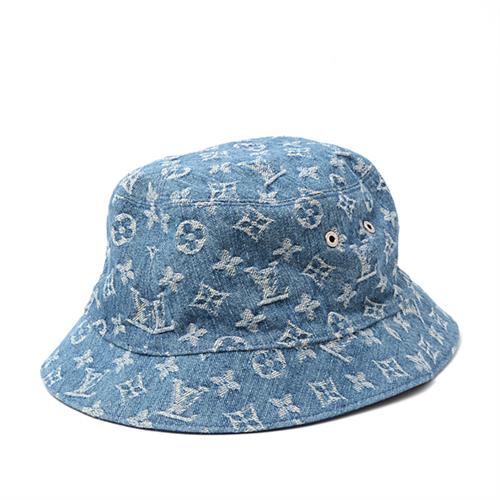 ルイヴィトン 帽子 メンズ キャップ バケットハット モノグラム エッセンシャル 62サイズ デニム ブルー M78774 中古