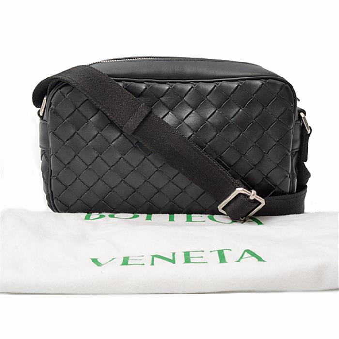 ボッテガヴェネタ バッグ メンズ スモール イントレチャート カメラバッグ ショルダーバッグ ラムスキン ブラック BOTTEGA VENETA 710048 中古