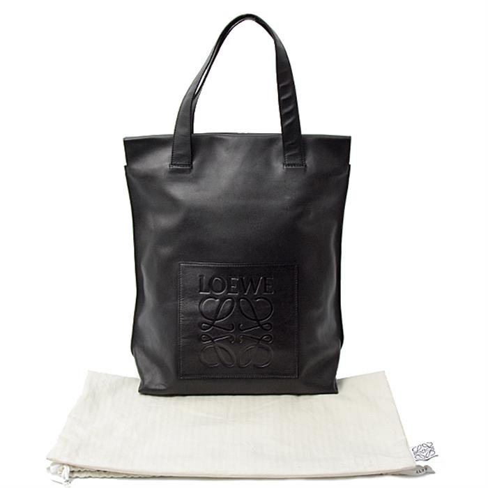 ロエベ バッグ メンズ レディース ショッピングトート アナグラム レザー ブラック LOEWE 中古