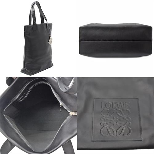 ロエベ バッグ メンズ レディース ショッピングトート アナグラム レザー ブラック LOEWE 中古