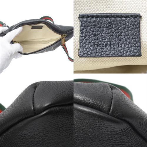 グッチ バッグ レディース シェリー ウエストバッグ ポーチ ブラック レザー GUCCI 527792 中古