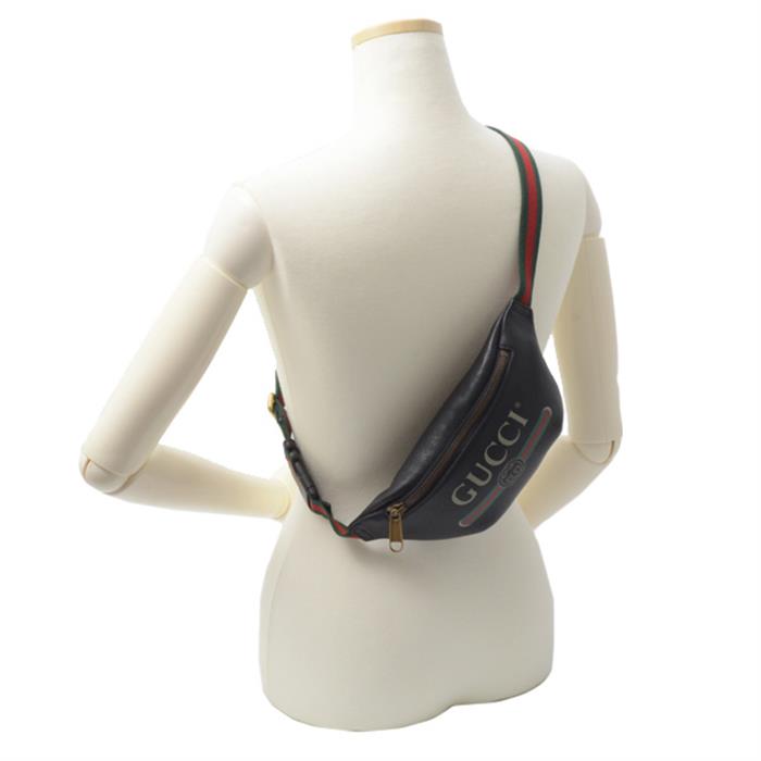 グッチ バッグ レディース シェリー ウエストバッグ ポーチ ブラック レザー GUCCI 527792 中古
