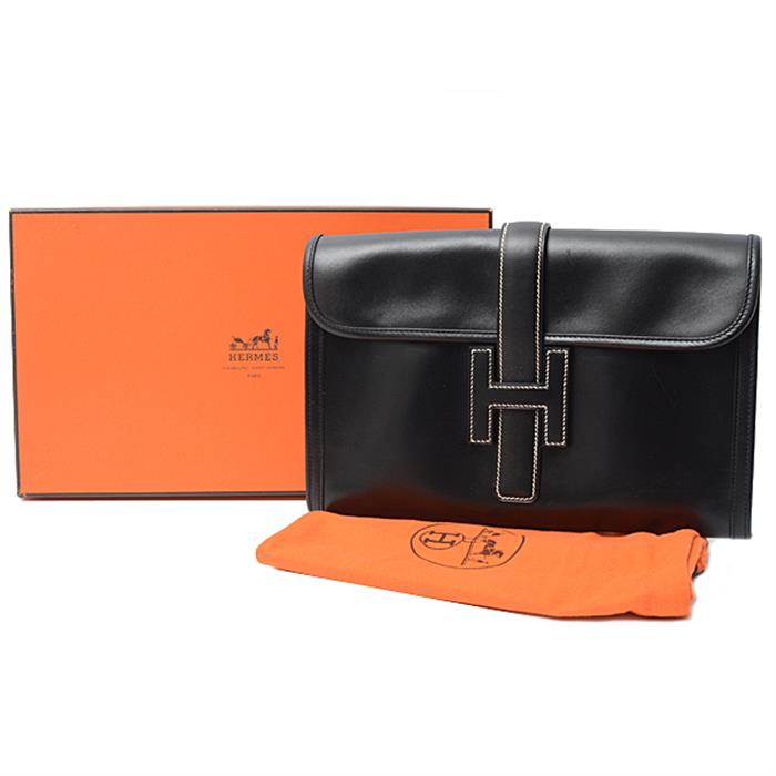 エルメス バッグ メンズ レディース ジジェ PM クラッチバッグ カーフ ブラック HERMES 中古