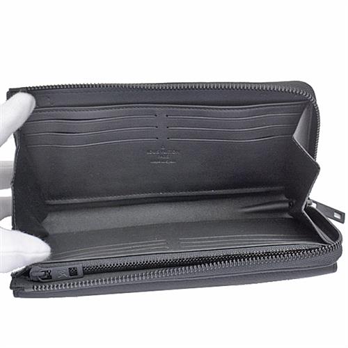 ルイヴィトン 財布 メンズ ジッピーウォレット アエログラム L字ファスナー長財布 ブラック Louis Vuitton M69831 中古