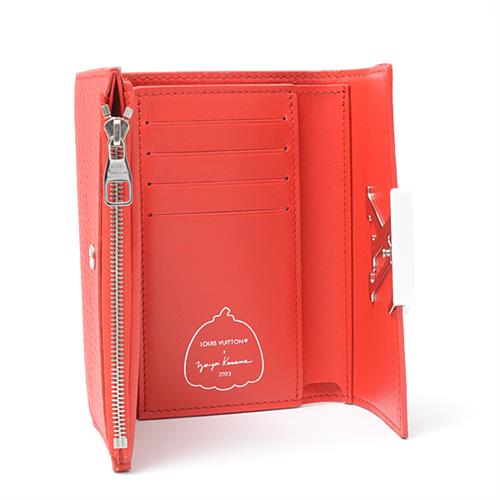 ルイヴィトン 財布 レディース ポルトフォイユコンパクト クサマヤヨイ 草間 LV×YK レッド Louis Vuitton M82113 中古