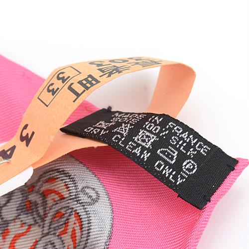 エルメス スカーフ レディース カレ40 MORS et Gourmettes　馬銜と鎖 ハンカチ ピンク系 シルク HERMES 中古