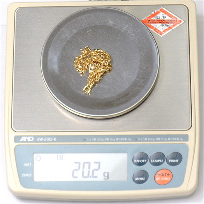 喜平 ブレスレット K18 8面カット トリプル 20g 24cm 造幣局検定刻印入 メンズ レディース チェーン イエローゴールド YG 中古