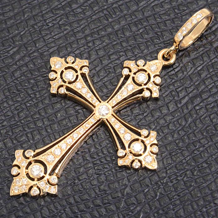 ローリーロドキン ペンダント メンズ ファンシーゴシック クロス ミディアム ダイヤモンド ペンダント ゴールド LoreeRodkin 18KYG 中古