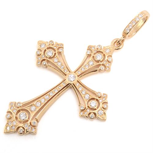ローリーロドキン ペンダント メンズ ファンシーゴシック クロス ミディアム ダイヤモンド ペンダント ゴールド LoreeRodkin 18KYG 中古