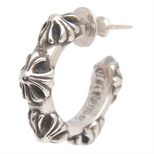 クロムハーツ ピアス ユニセックス フープクロス ピアス インボイス付き シルバー CHROME HERTS SV925 中古