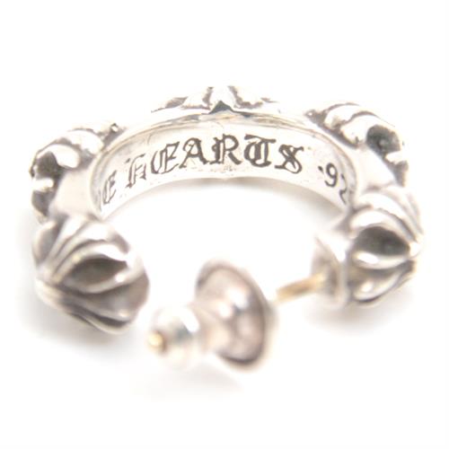 クロムハーツ ピアス ユニセックス フープクロス ピアス インボイス付き シルバー CHROME HERTS SV925 中古