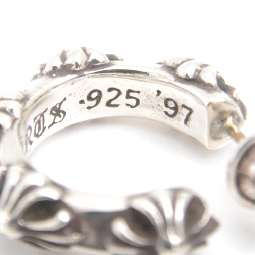 クロムハーツ ピアス ユニセックス フープクロス ピアス インボイス付き シルバー CHROME HERTS SV925 中古