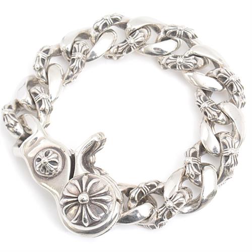 クロムハーツ ブレス メンズ ファンシー チェーン リンク ブレスレット インボイス付 シルバー CHROME HEARTS SV925 中古