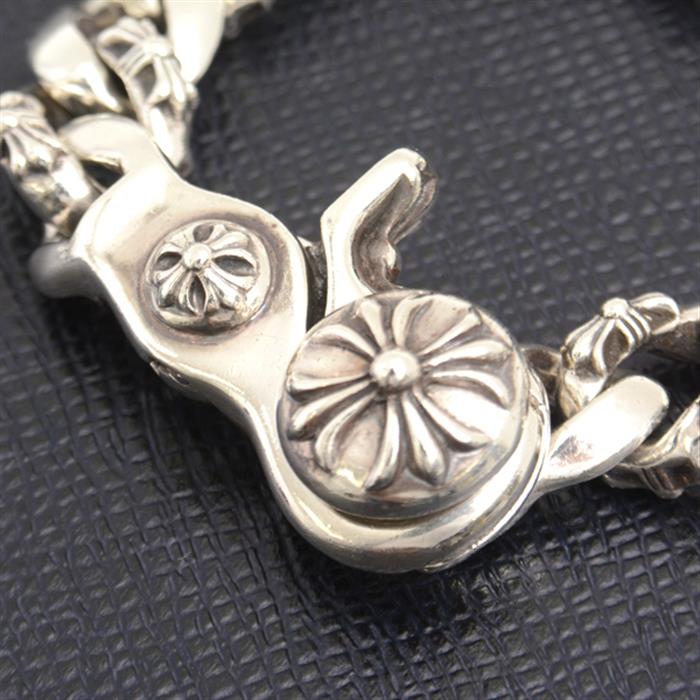 クロムハーツ ブレス メンズ ファンシー チェーン リンク ブレスレット インボイス付 シルバー CHROME HEARTS SV925 中古