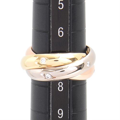 カルティエ 指輪 レディース トリニティ ダイヤ リング 15Pダイヤ 47号 実寸7号 3連 3.6mm ゴールド Cartier 750YG×WG×PG 中古