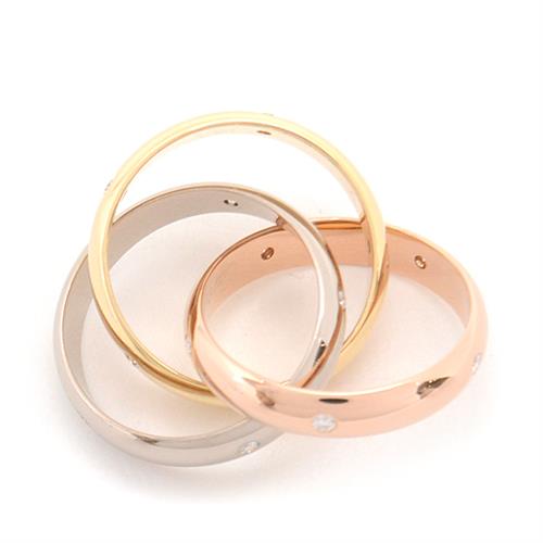 カルティエ 指輪 レディース トリニティ ダイヤ リング 15Pダイヤ 47号 実寸7号 3連 3.6mm ゴールド Cartier 750YG×WG×PG 中古