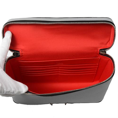 クリスチャンルブタン バッグ レディース キピポーチ 2Wayハンドバッグ ショルダーバッグ カーフ グレー Christian Louboutin 中古
