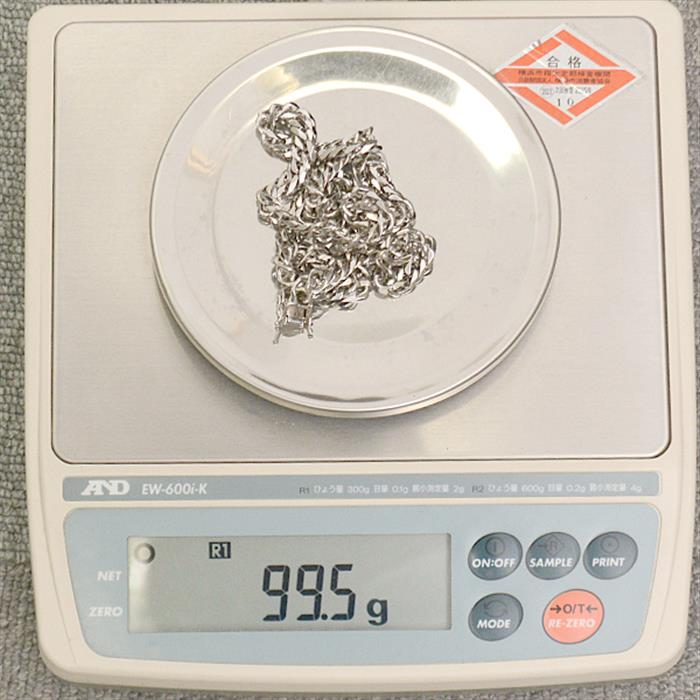 喜平 ネックレス PT850 6面カット ダブル 100g 50cm 造幣局検定刻印入 メンズ レディース チェーン プラチナ PT 中古