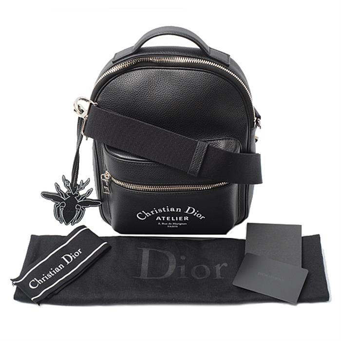 クリスチャンディオール バッグ メンズ ディオールオム アトリエ ショルダーバッグ カーフ ブラック Christian Dior 中古