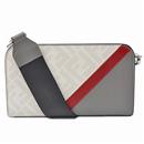 フェンディ バッグ レディース ズッカ クロスボディ ウォレット ショルダーバッグ カーフ グレー×ホワイト×レッド FENDI 7M0346 中古