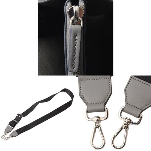 フェンディ バッグ レディース ズッカ クロスボディ ウォレット ショルダーバッグ カーフ グレー×ホワイト×レッド FENDI 7M0346 中古