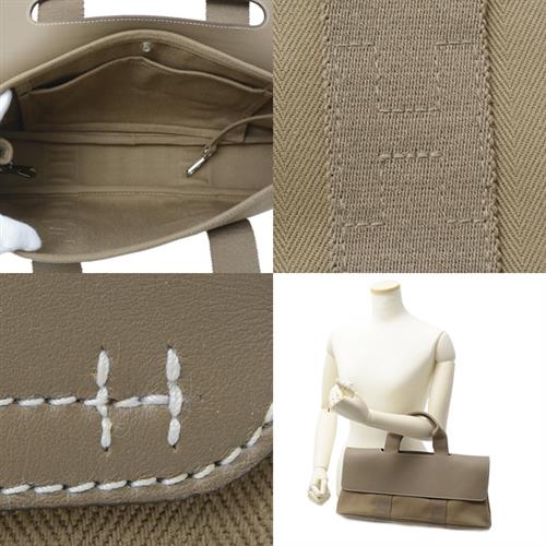 エルメス バッグ レディース ヴァルパライソロングMM ハンドバッグ キャンバス エトゥープ HERMES 中古