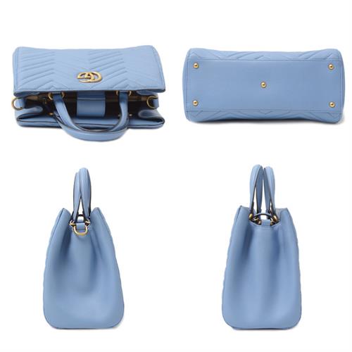 グッチ バッグ レディース GGマーモント 2WAY ハンドバッグ ショルダーバッグ レザー ブルー GUCCI 448054 中古