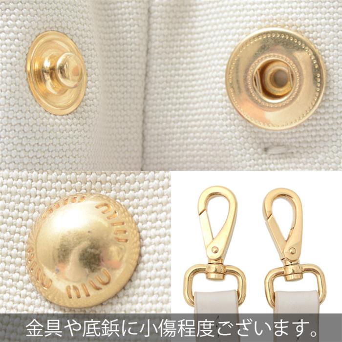 ミュウミュウ バッグ レディース 2WAY ハンドバッグ ロゴ入り キャンバス オフホワイト MIU MIU 5BA253 中古