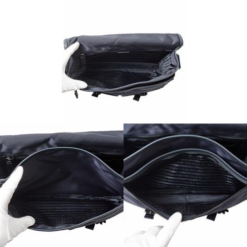 プラダ バッグ メンズ ロゴ メッセンジャーバッグ ナイロン ネイビー PRADA 2VD768 中古