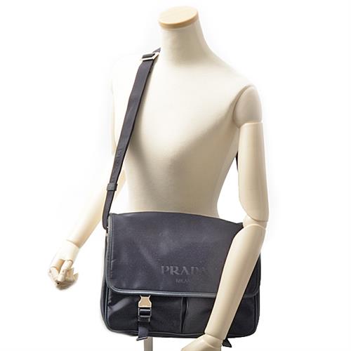 プラダ バッグ メンズ ロゴ メッセンジャーバッグ ナイロン ネイビー PRADA 2VD768 中古