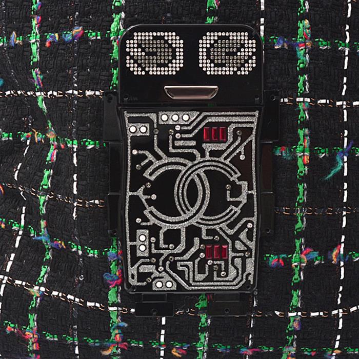 シャネル バッグ レディース メンズ ユニセックス ツイード ロボットデザイントートバッグ ブラック CHANEL 中古
