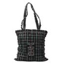 シャネル バッグ レディース メンズ ユニセックス ツイード ロボットデザイントートバッグ ブラック CHANEL 中古