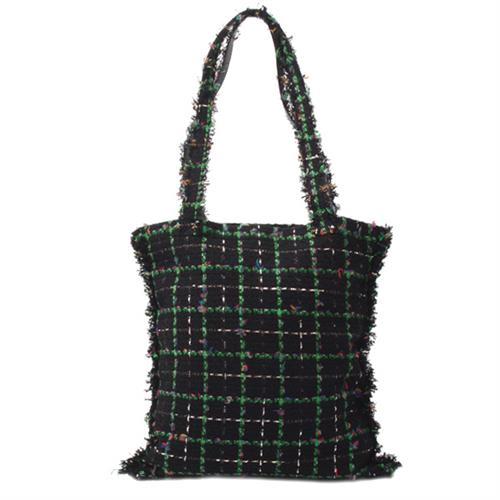 シャネル バッグ レディース メンズ ユニセックス ツイード ロボットデザイントートバッグ ブラック CHANEL 中古