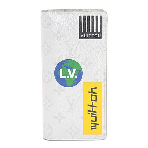 ルイヴィトン 財布 メンズ モノグラム ロゴストーリー ポルトフォイユブラザ 二つ折り長財布 ホワイトグレー Louis Vuitton M67822 中古
