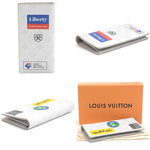 ルイヴィトン 財布 メンズ モノグラム ロゴストーリー ポルトフォイユブラザ 二つ折り長財布 ホワイトグレー Louis Vuitton M67822 中古