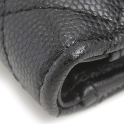 シャネル 財布 レディース マトラッセ 三つ折り財布 コンパクトウォレット ブラック キャビアスキン CHANEL 中古