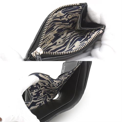 シャネル 財布 レディース マトラッセ 三つ折り財布 コンパクトウォレット ブラック キャビアスキン CHANEL 中古