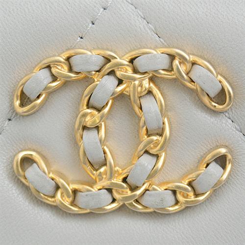 シャネル 財布 レディース シャネル19 ラウンドファスナー長財布 グレー ラムスキン CHANEL 中古