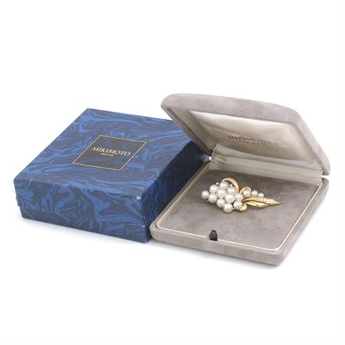 ミキモト ブローチ レディース パール×ダイヤモンド ブローチ イエローゴールド MIKIMOTO K18 中古
