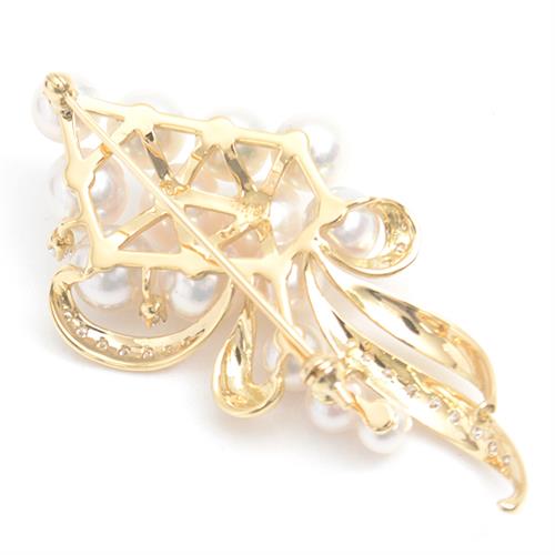 ミキモト ブローチ レディース パール×ダイヤモンド ブローチ イエローゴールド MIKIMOTO K18 中古